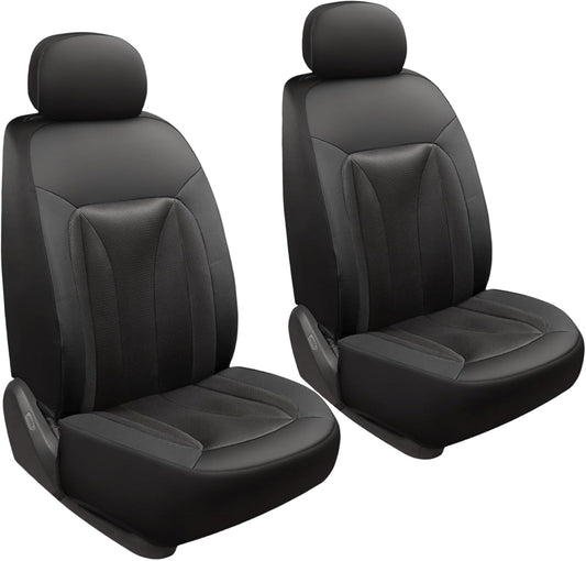 GIANT PANDA Fit Chevy Equinox Trax Malibu Blazer Trailblazer Traverse Tahoe Front Car Seat Cover, 3D Air Mesh Breathable Seat Protector（Black 2-Pack）