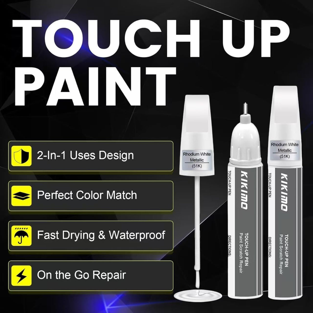 KIKIMO for Mazda Touch Up Paint(Machine Gray Metallic(46G)), Car Paint Repair Kit for Mazda, 2 In 1 Scratches Repair with Pen Tip and Brush, Color-Matched for Quick & Easy Fix
