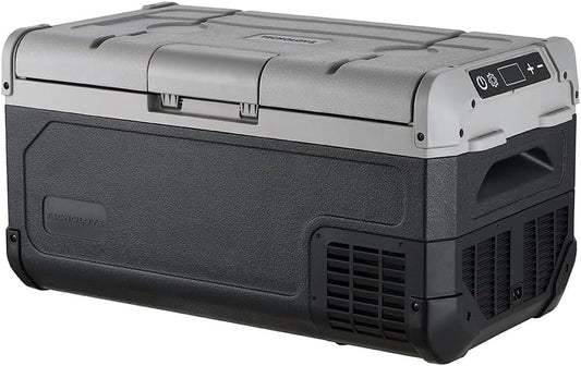 12V Car Refrigerator,32QT Portable Fridge Freezer with Blow Expansion Evaporator,-4℉~68℉ 12/24V DC & 120-240V AC Freezer Cooler for Truck RV SUV Camping Travel，Reversible Door