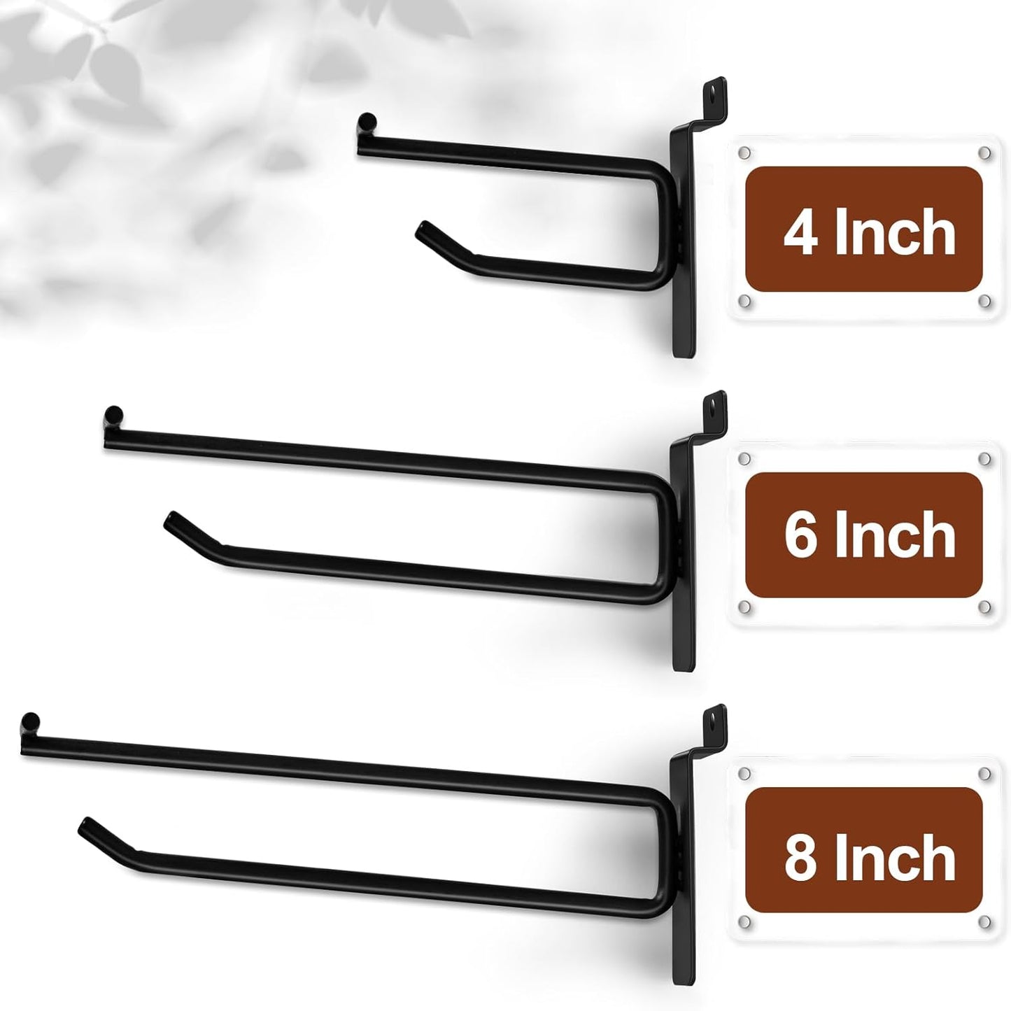 Polmart Heavy Duty Black Slatwall Panel Double-Bar Hooks - 50 Pack (6-inch)