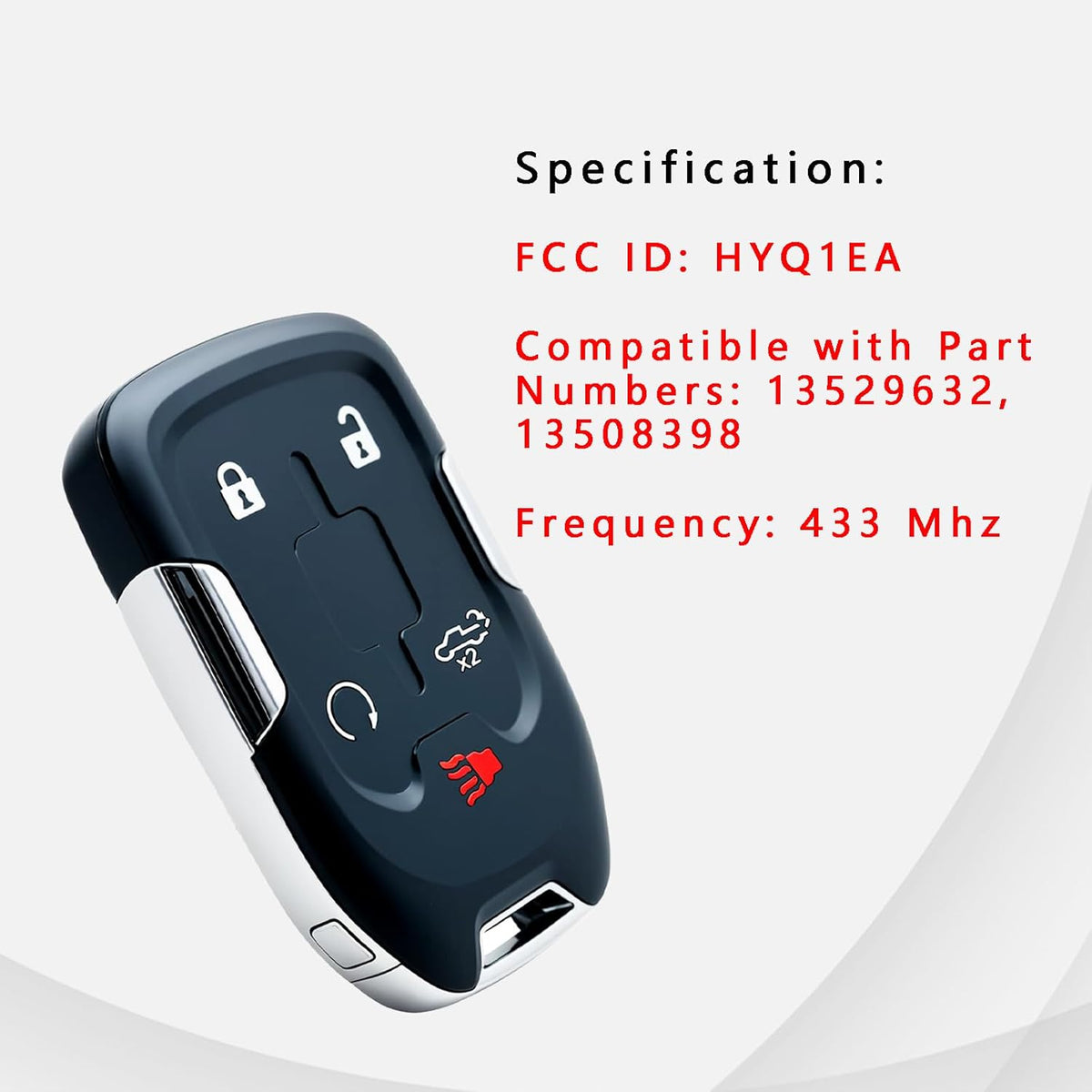 Keyless Entry Remote Control Key Fob Replacement Proximity Smart for 2019 2020 Chevy Silverado Truck 1500 2500 3500 GMC Sierra 2019 2020 (FCC:HYQ1EA) 1 pcs