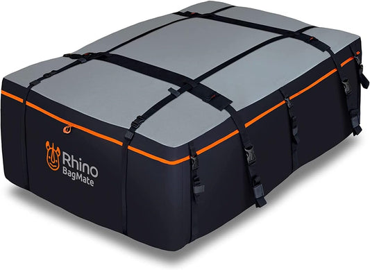 Military-Grade Waterproof Roof Bag - Rooftop Cargo Carrier – 19 Cubic Feet. (540L) with 4 Door Hooks, Zipper/Buckle Closure, Extra Strap – Black Roof Bag for Cars with or Without Rack