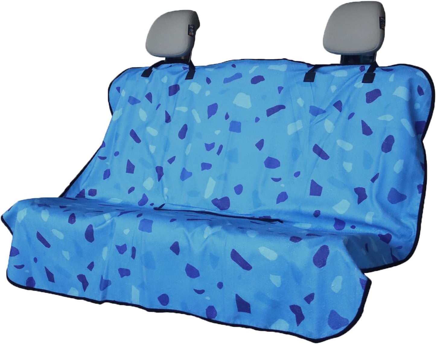 Back Seat Cover for Car Trucks Van SUV,Waterproof Rear Bench Towel Seat Covers for Dogs and Kids,Automotive Backseat Protector (Blue Marbling)