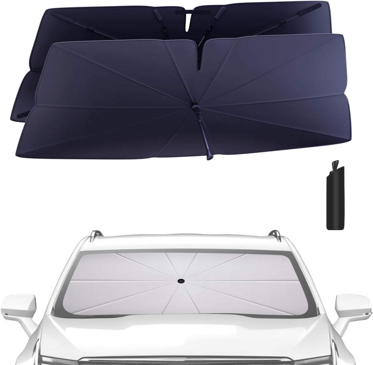 Windshield Sun Shade Umbrella for 2019-2025 Cadillac XT4 Accessories: Custom Fit 240T Silver, Double Thickened, Foldable Sunshade Window Sun Visor, Ultimate 99% UV Blocking for Luxury, Premium, Sport
