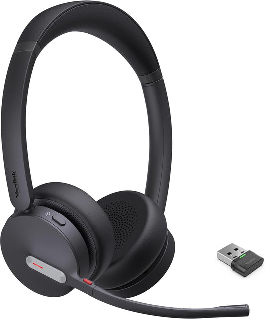 Yealink BH70 UC Wireless Bluetooth Headset with Microphone for Work, up to 35h Talking Battery, Teams UC Compatible Headsets for Computer Mobile, 147g Lightweight Headphone for Open Office 50m Range