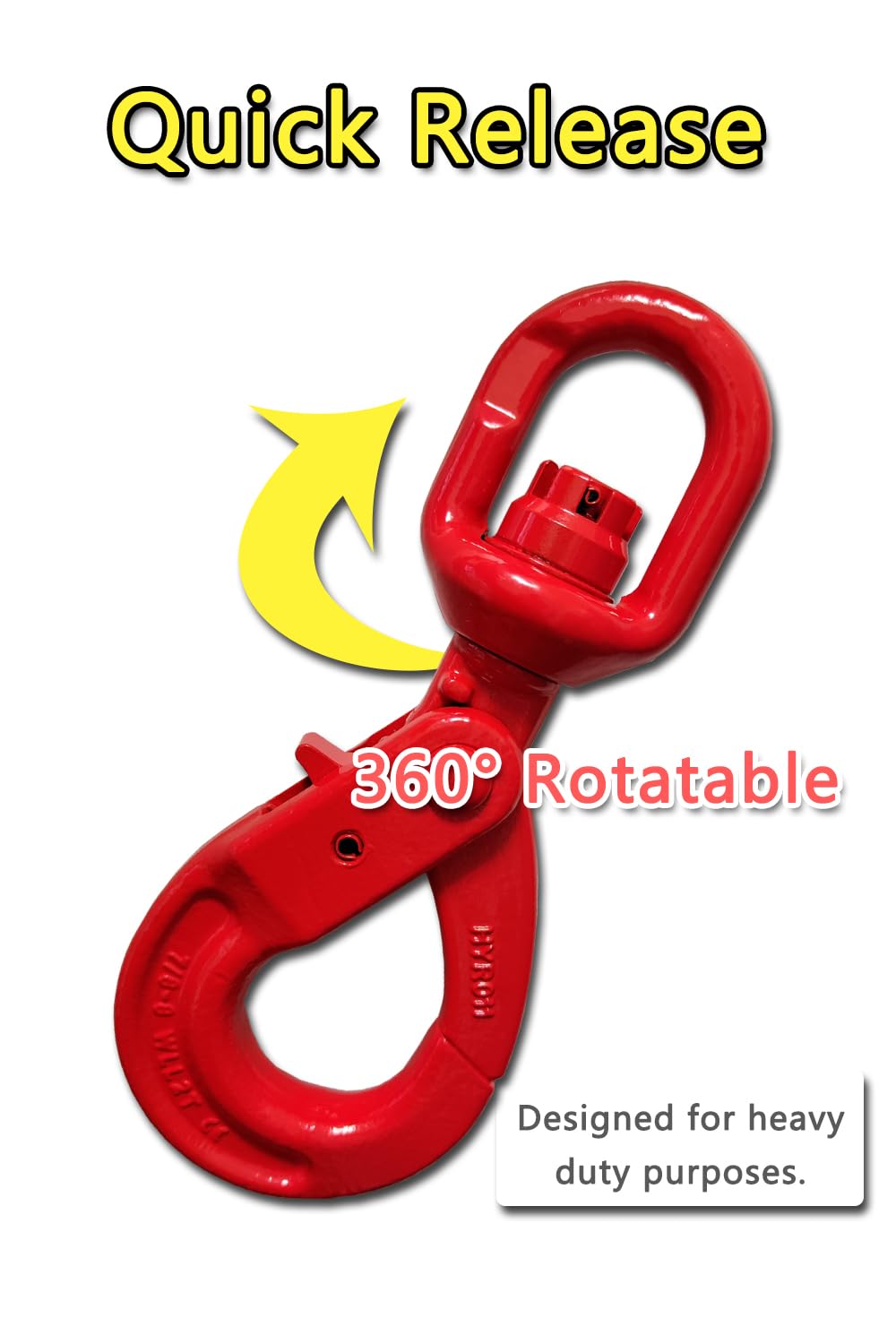 Swivel Self-Locking Hook 17636 lbs Heavy Duty Swivel Lifting Hook Swivel Lifting Hook Hoist Hook Sling Heavy Cargo 【8.0ton】