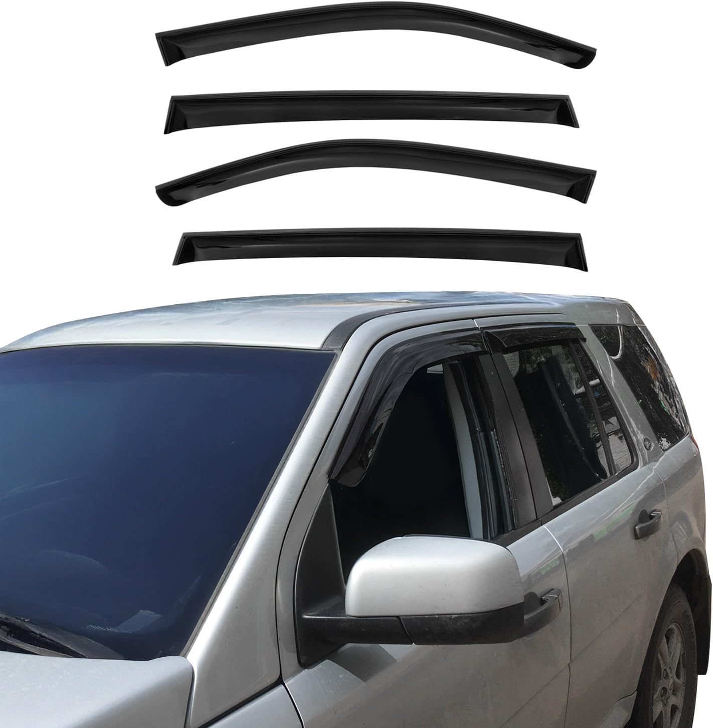 OMAC Window Visor Vent Rain Guard Deflector for Hyundai Tucson 2010-2015 Smoke 4 Pcs