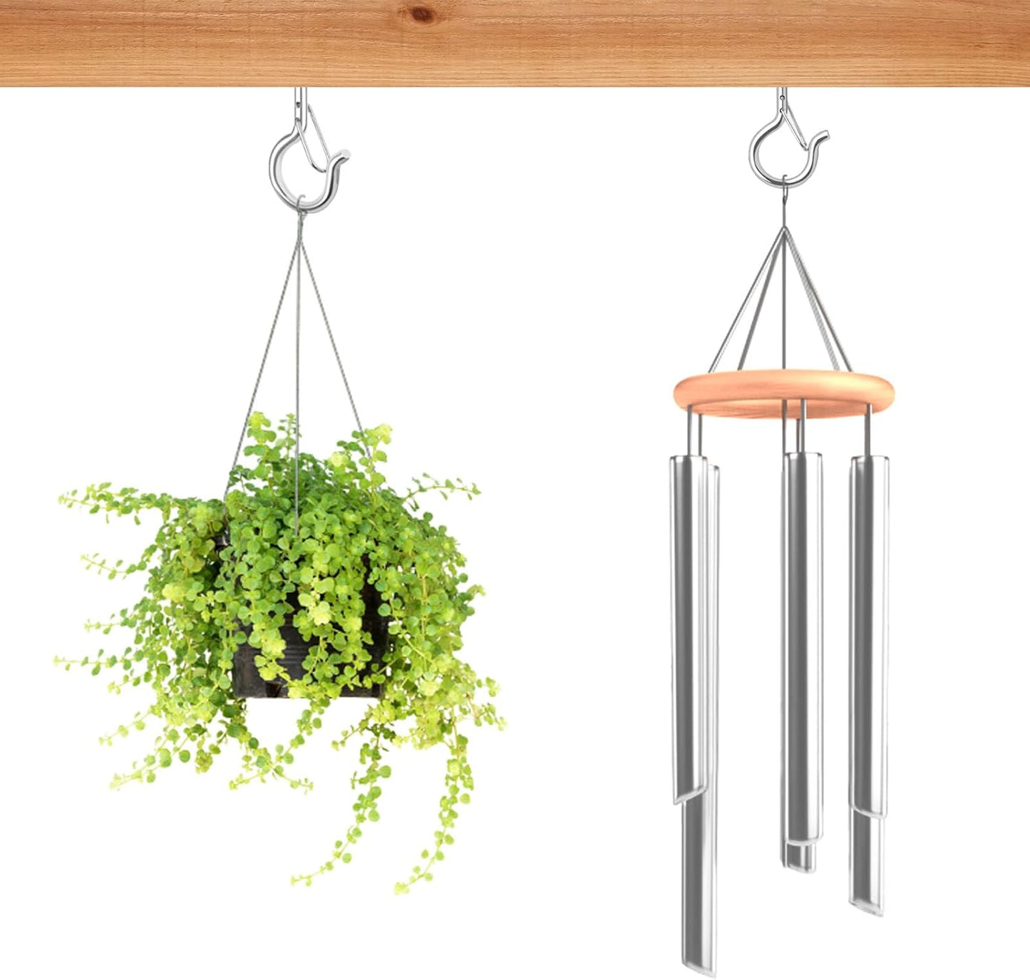 36 PCS Q-Hanger Hooks, Screw Hooks for Outdoor String Lights, Safety Buckle Design Cup Eye Hook for Hanging Christmas Lights, Plants, Mounted on Wall Ceiling, Include 1 Wing Nut Driver, Silver
