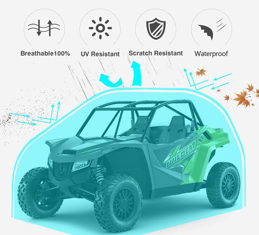 UTV Cover 420D Waterproof Oxford Fabric, Side by Side With Storage Bag 134''x66''x75'' Fit Polaris Yamaha Can-Am Honda Kawasaki, Max 2-3 Passenger Storage