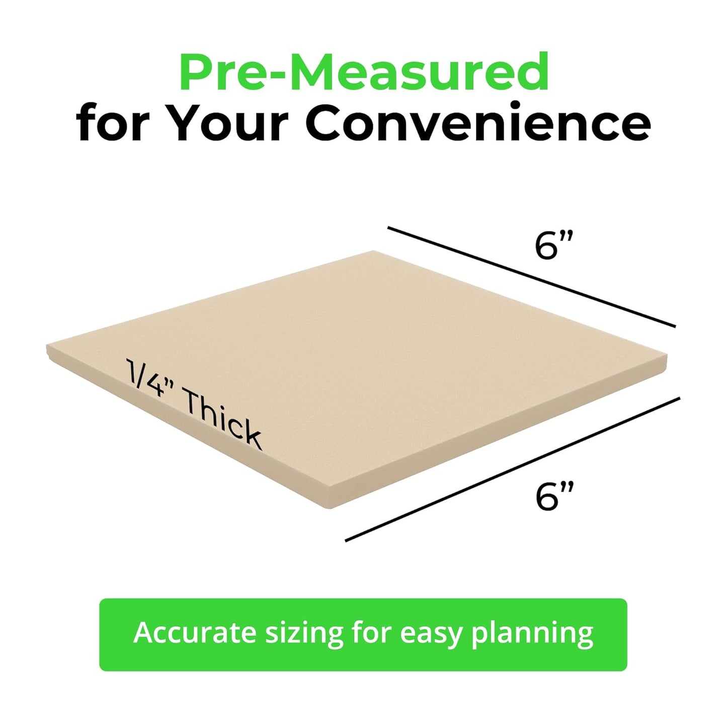XCEL Equipment Pads, Anti Vibration Non Slip Furniture Pads Customizable Acoustic Foam Rubber Pads Versatile Adhesive and Non-Adhesive (6" x 6" x 1/4" (8 Pack), White - Adhesive One Side)