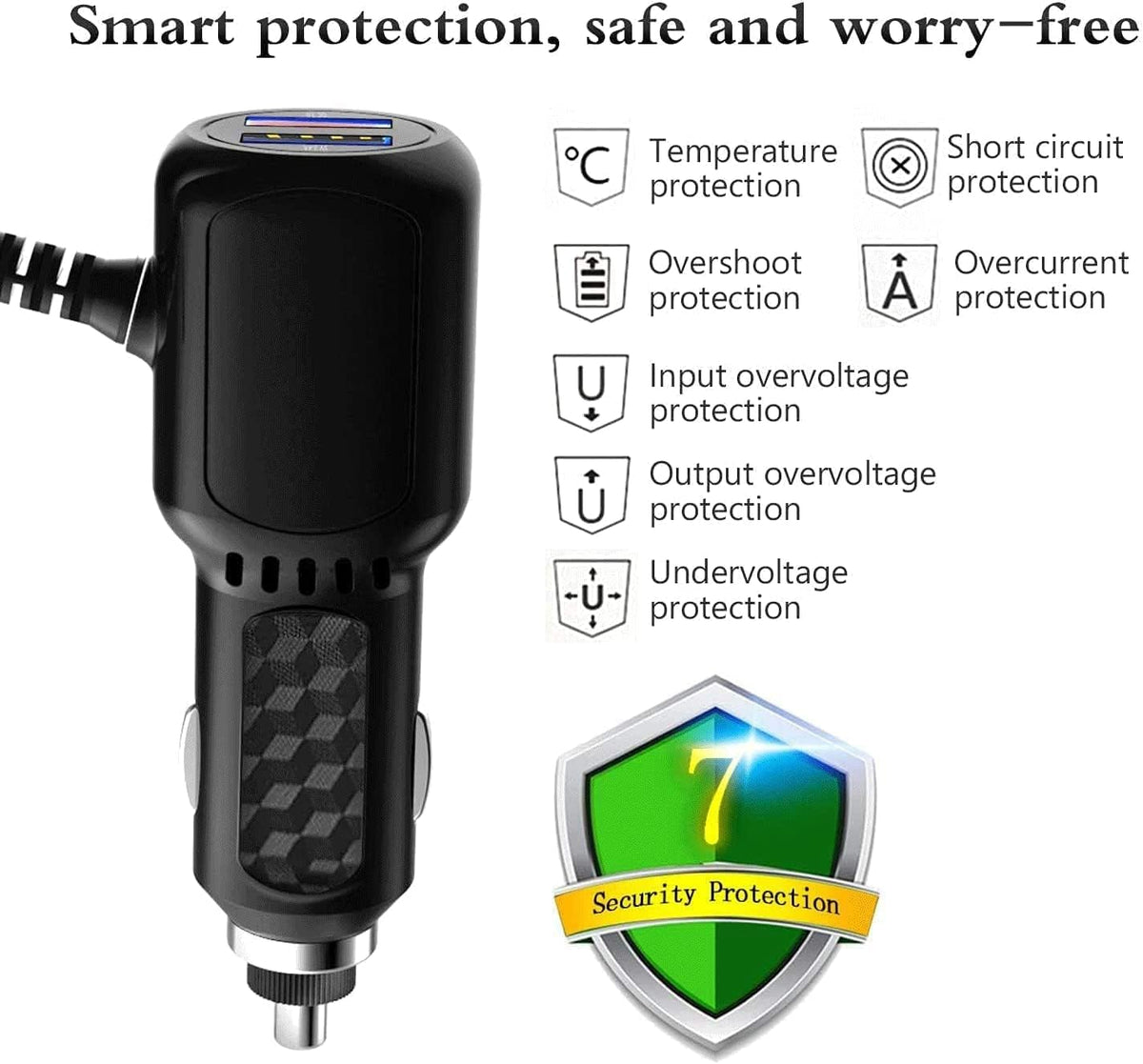 Radar Detector Power Cord,for Uniden Escort Valentine Beltronics Passport Cobra etc Radar Detector,with Dual USB QC3.0 Quick Charger (DC3.5)