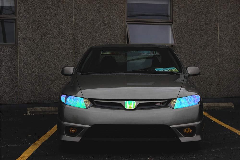 LED LIGHT 12 by 48 inches Self Adhesive Shiny Chameleon Headlights Tail Lights Fog Lights Films,Film Sheet Sticker,Tint Vinyl Film with Gift Knife and Hand Tool (Clear)