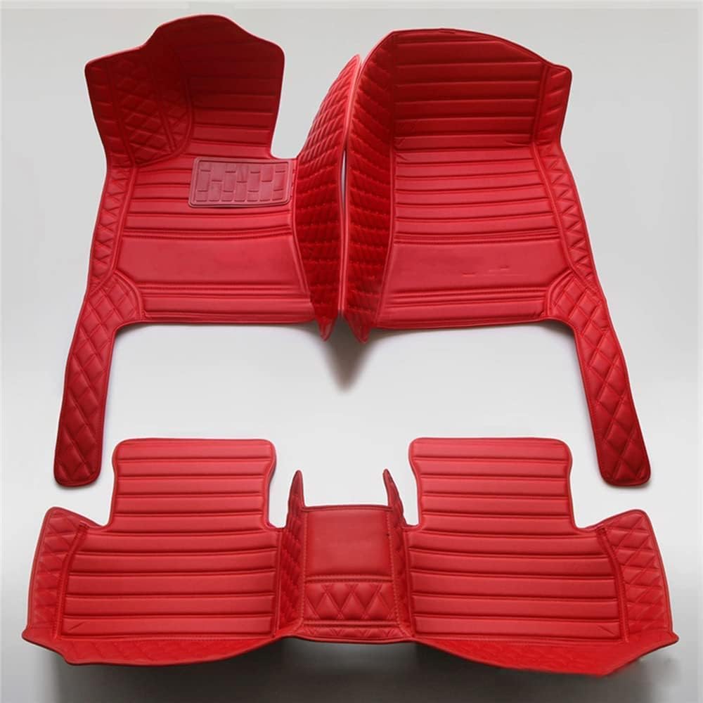 Custom Car Floor Mat Compatible with BMW Mercedes-Benz Toyota Cadillac Lexus Honda Infiniti Nissan Hyundai Kia Audi All Models Cars Sedans SUVs Automotive Mats (Red and Red)