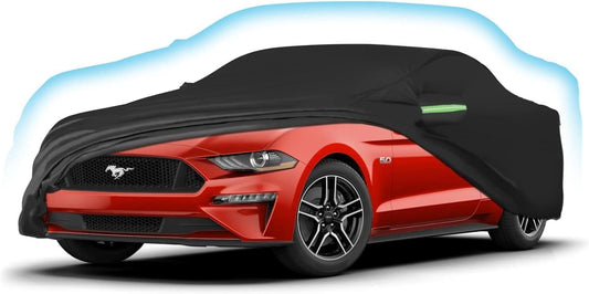 Proadsy 2025 Upgrade Car Cover for Ford Mustang 1994-2023 2024 2025, Waterproof All Weather, Windproof Snowproof Rain Hail Sun UV Protection Full Outdoor Indoor Exterior Car Covers, Black