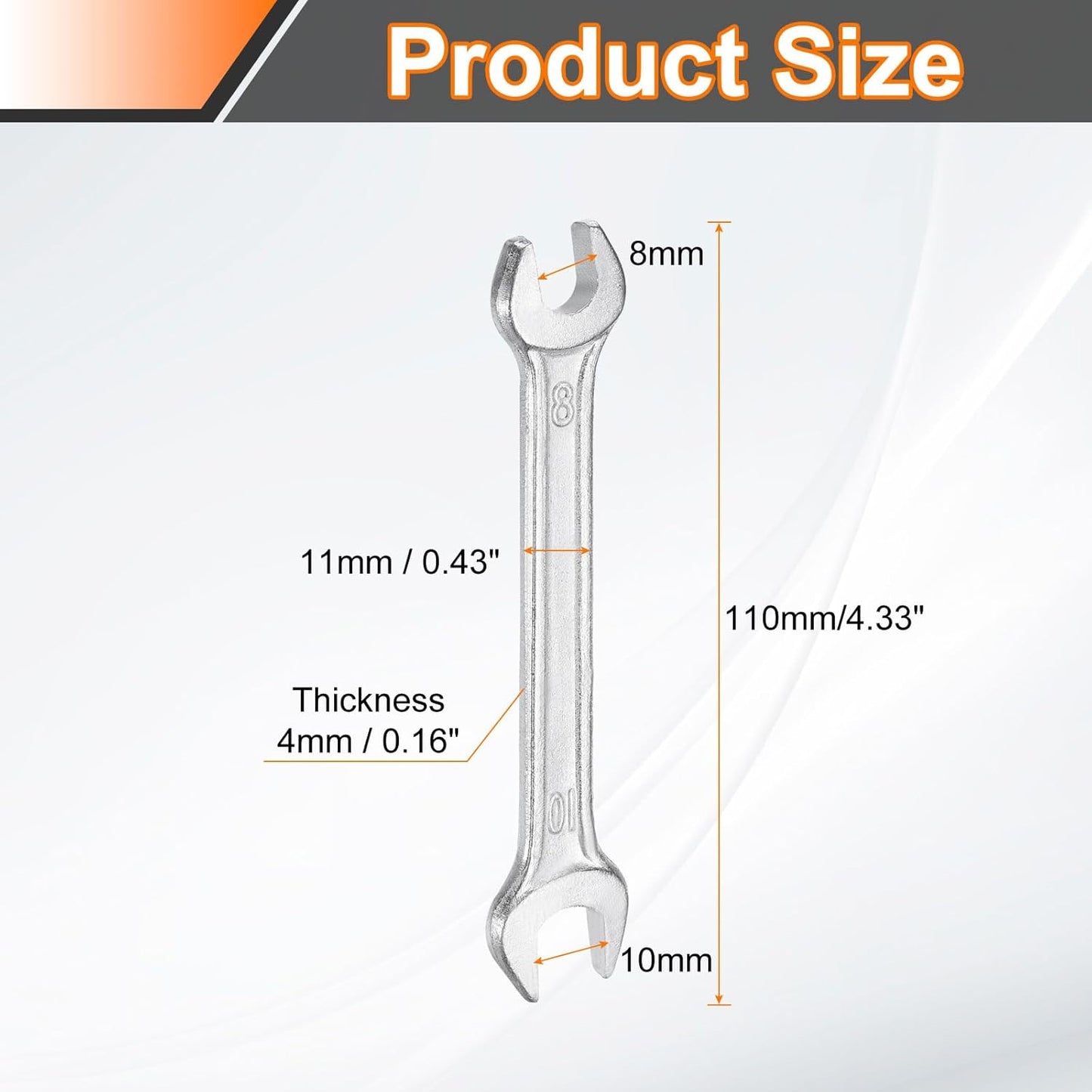 HARFINGTON 5pcs Double Open End Wrench 8mm x 10mm Metric 15 Degree Offset Angle Small Flat Head Wrench Galvanizing Open Ended Spanner for Automotive Repair Furniture Assembly