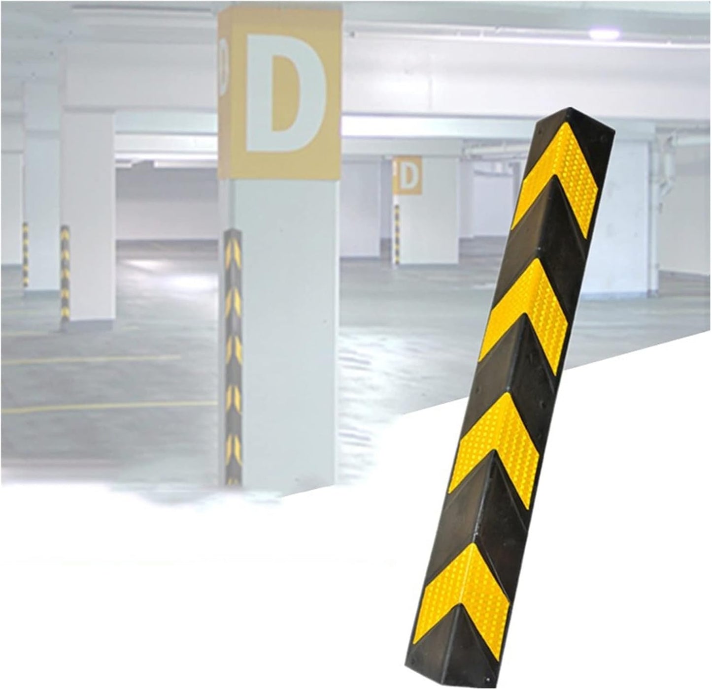 XPLKQXE Reflective Rubber Wall Corner Guard, Rubber Wall Protector Corner Protector, for Parking Protection Car Corner Guardrail Post (Color : Black+Yellow, Size : 8pcs)