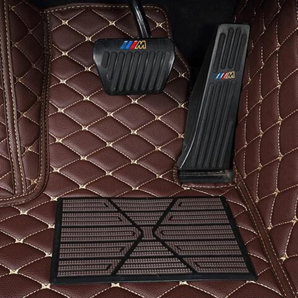 Custom All-Weather Protection Luxury Leather Floor Mats for Cars SUVs Trucks According Anti-Slip Leather Floor mats ﻿ (23,Beige and Black Beige)