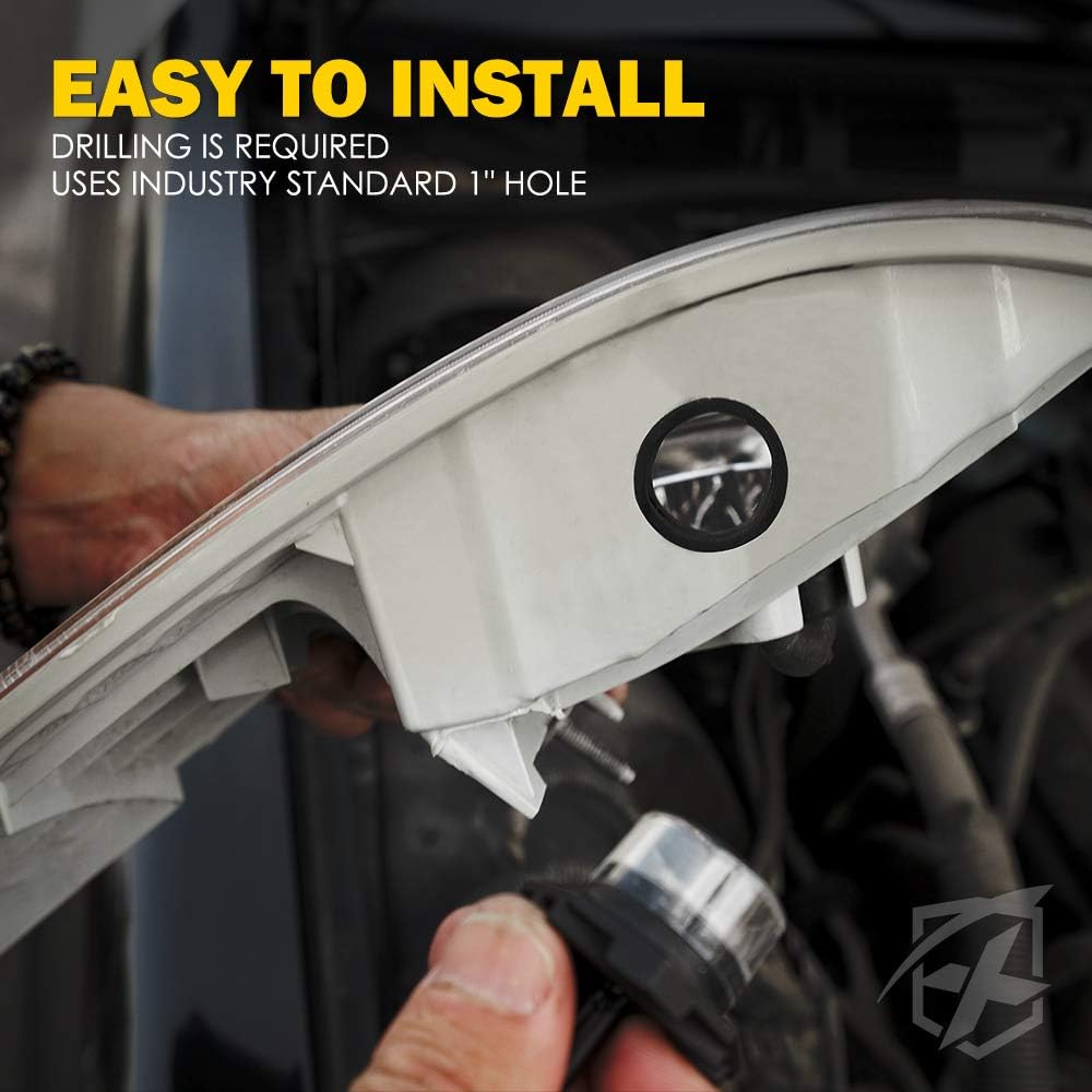 Xprite White Amber LED Hideaway Strobe Lights Kit 20 Flashing Patterns w/Control Panel Headlights Taillights Fog Light Mounting, for Roadside Emergency Vehicles Trucks SUV Vans Cars UTV ATV 8 PCs