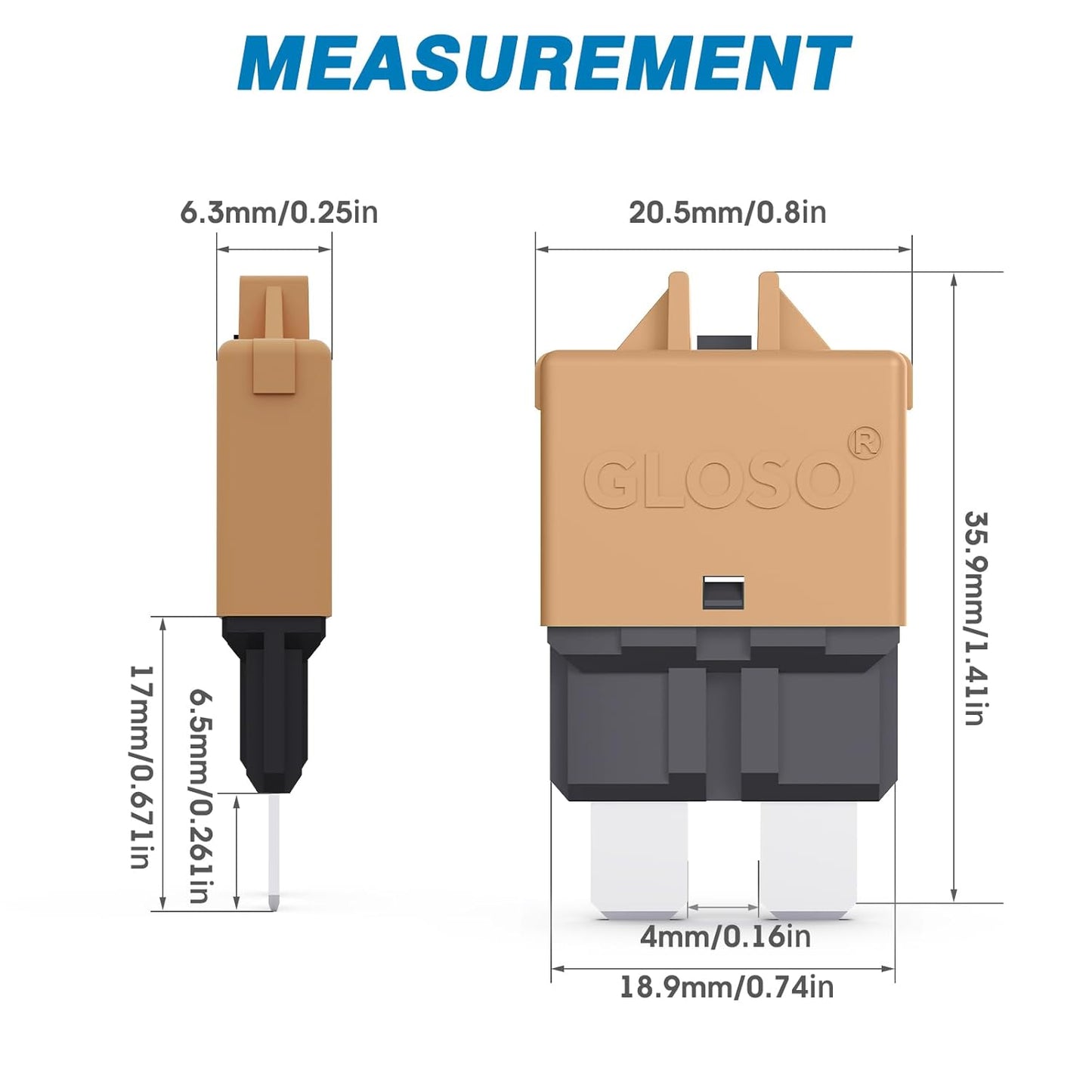 GLOSO Circuit Breaker Fuse E39 (T3) Manual Reset for Car Truck RV Automotive Marine Boat Trolling Motor & Custom Wiring Audio Battery Protection/Low Profile ATC/ATO (30A - 3 Pack)