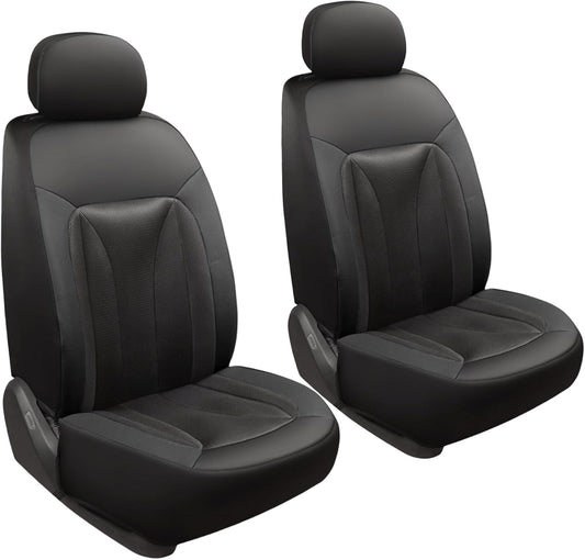 GIANT PANDA Fit Subaru Outback Forester Crosstrek Legacy Impreza Front Car Seat Cover, 3D Air Mesh Breathable Seat Protector, Black（2-Pack