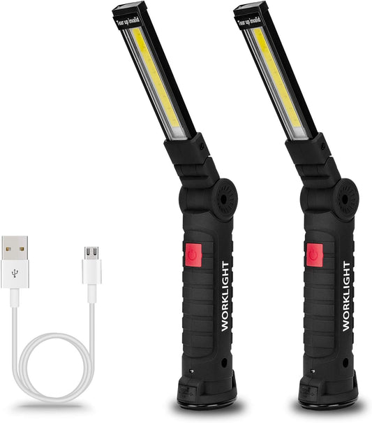 Tool Gifts for Men 2Pack Rechargeable LED Work Lights with Magnetic Base, 360° Rotation,Versatile Lighting for Repairs, Outdoors,Christmas Gifts,Stocking Stuffers Mens Gifts