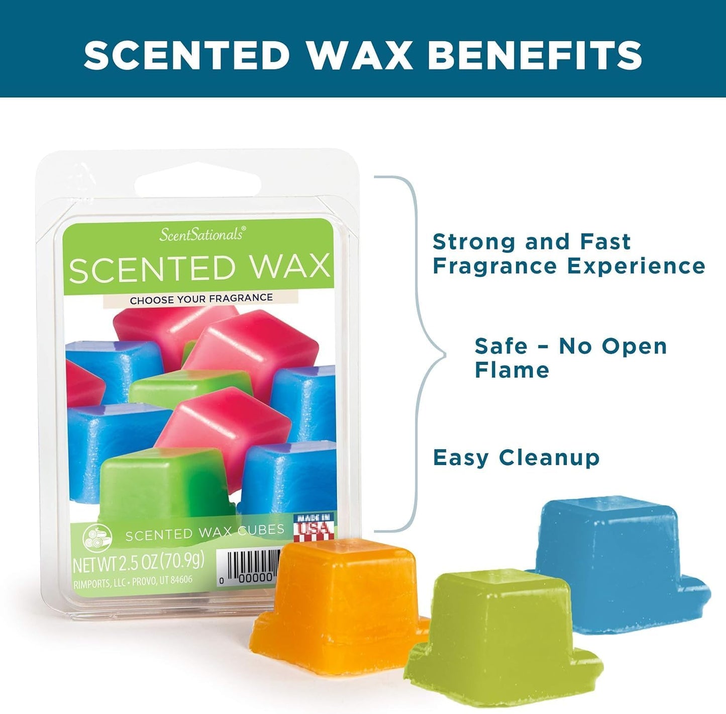 Scentsationals Wax Melts, Wax Cubes Strong Scent - Honeysuckle Nectar - Long Lasting Scented Melts for Warmer, 10oz (24-Cubes)