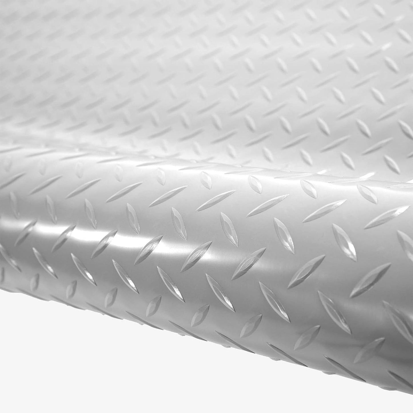 IncStores 2.5mm Thick Commercial-Grade Nitro Roll Garage Floor Mat | Flexible Vinyl Floor Mat for a Stronger and Safer Garage, Workshop, or Trailer | Diamond-Plate, Stainless Steel, 8' x 40'