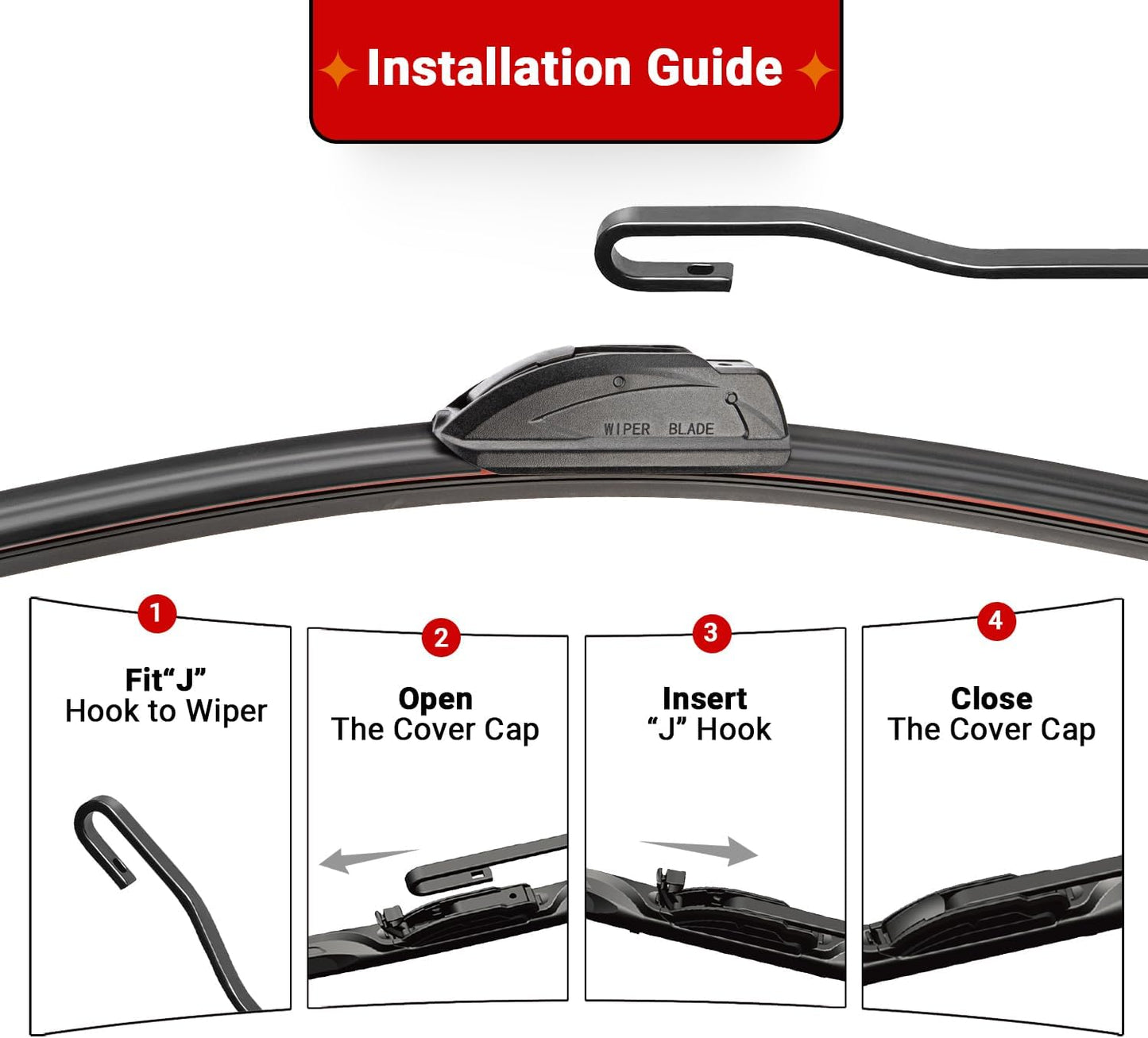 Windshield Wiper Blades Replacement for Ford Flex 2009 2010 2011 2012 2013 2014 2015 2016 2017 2018 2019 Original Factory Quality Front Rear Wipers Blade Set - 24" 22" 12" (Pack of 3)