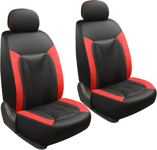 GIANT PANDA Fit Subaru Outback Forester Crosstrek Legacy Impreza Front Car Seat Cover, 3D Air Mesh Breathable Seat Protector, Red+Black（2-Pack