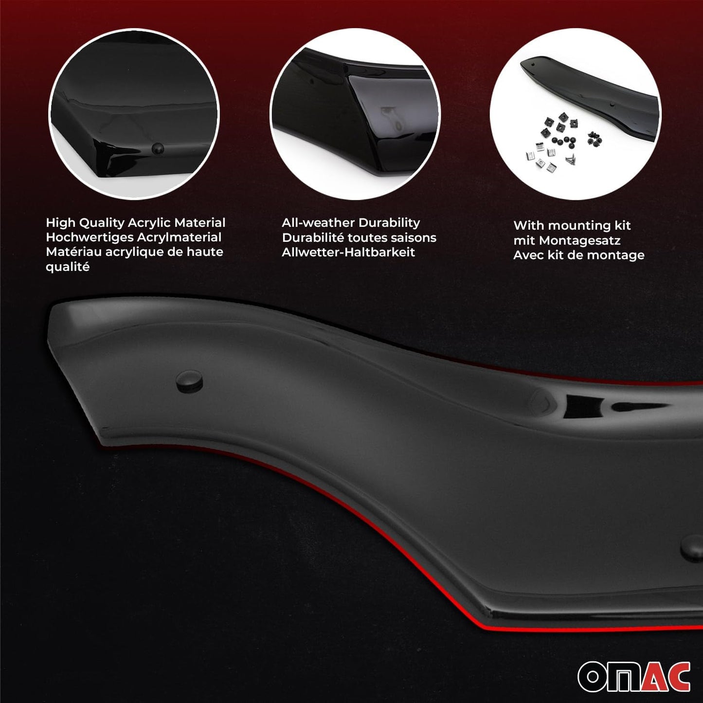 OMAC Front Bug Shield Hood Deflector for Mercedes Metris 2016-2024 Acrylic Smoke