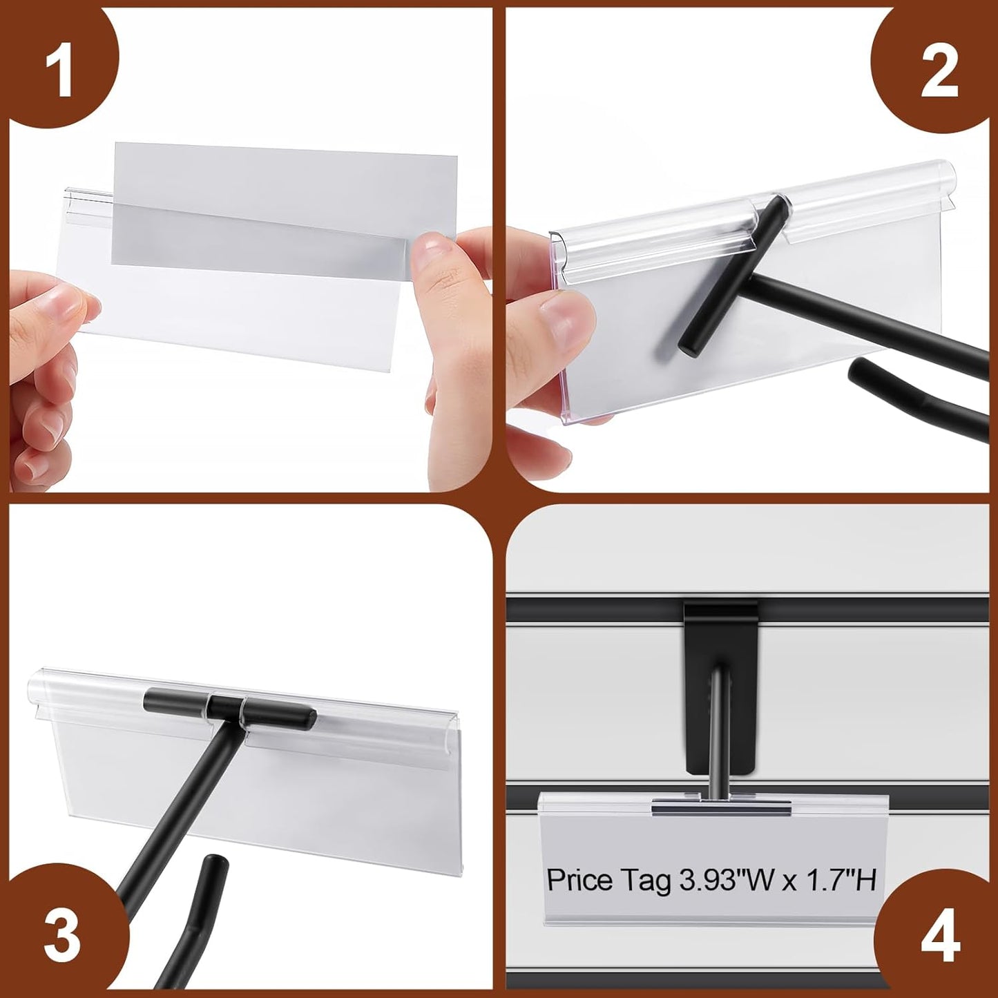 Polmart Heavy Duty Black Slatwall Panel Double-Bar Hooks - 50 Pack (8-inch)