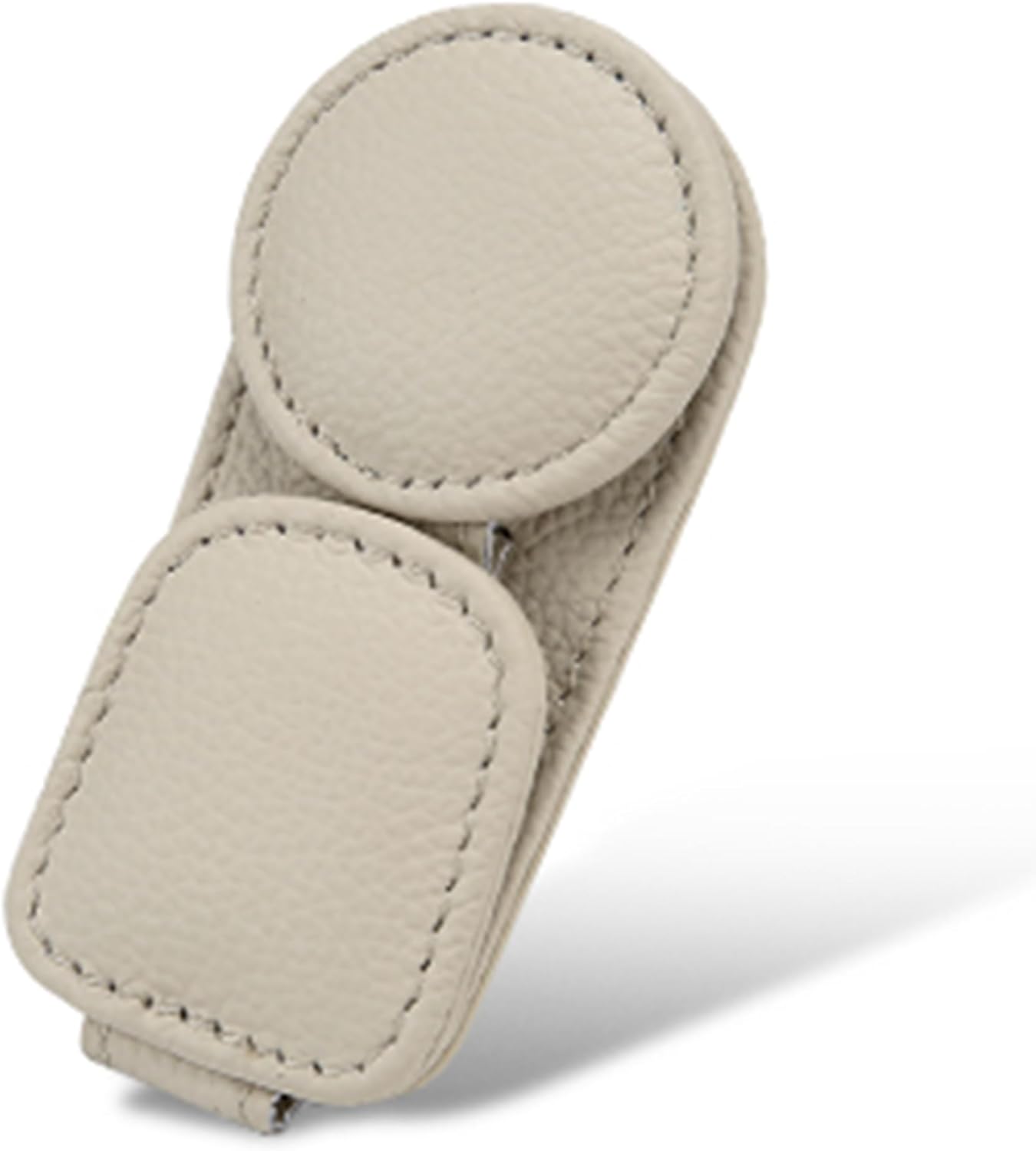 KIWEN 2 Pack Sunglasses Holder for Car Visor, Magnetic Leather Sunglass Eyeglass Hanger Clip for Car Sun Visor Accessories (2, Beige)