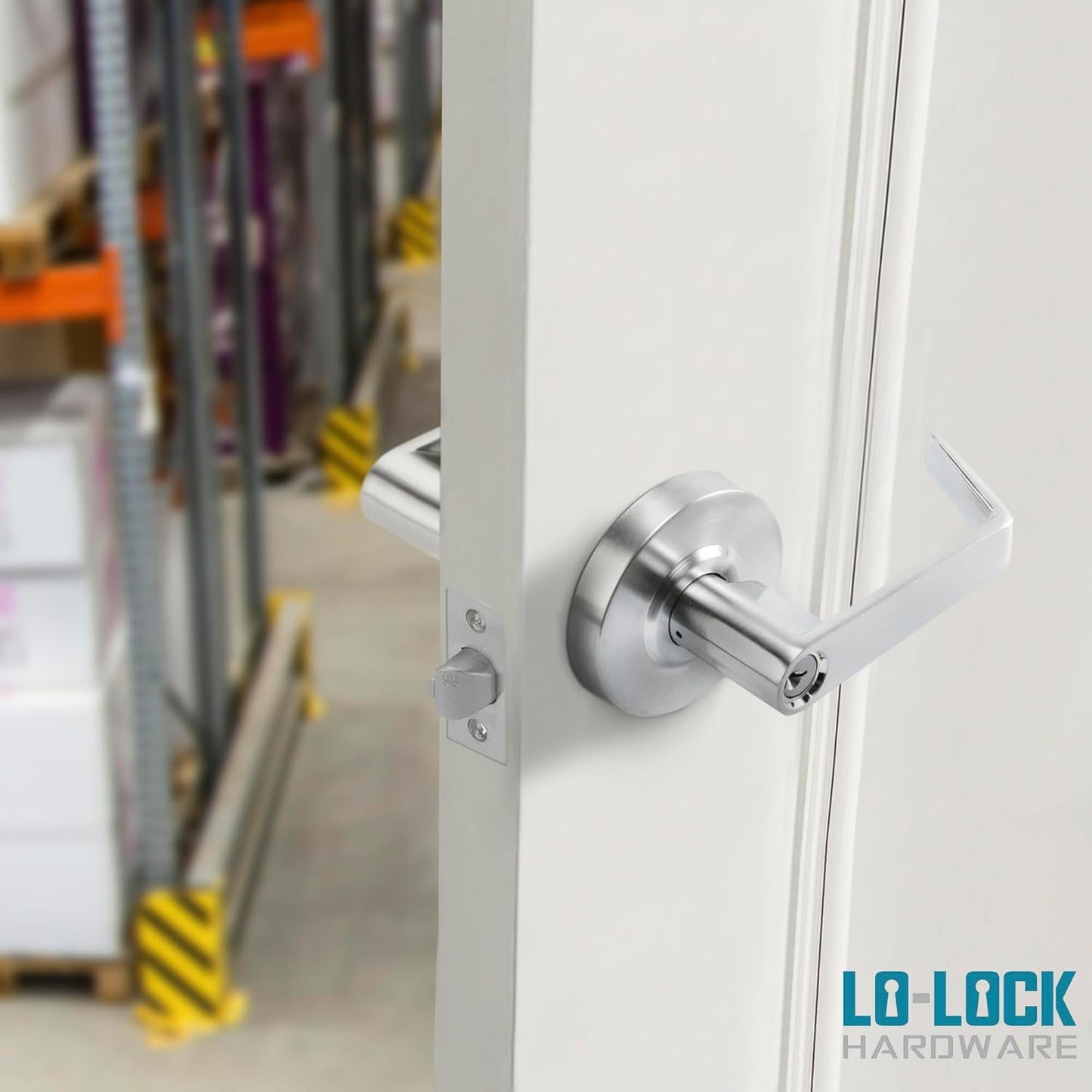 Commercial Lever Door Lock - Heavy-Duty Locking Door Handle, ADA Door Handles, Cylindrical Lever Lock, Non-Handed Grade 2 Industrial Door Handle, 26D Satin Chrome, Classroom Function