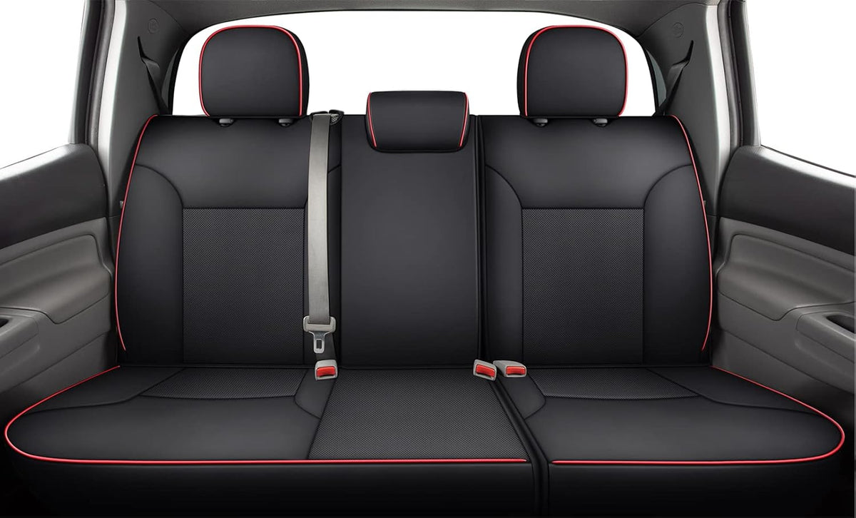 LUCKYMAN CLUB 2005-2015 Tacoma Custom Fit Seat Covers for Crew Cab with Faux Leather (2005-2015 Black & Red)