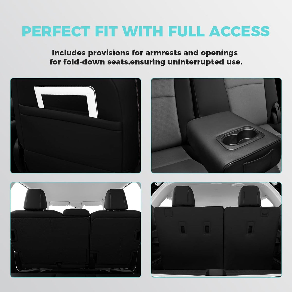for Honda Pilot Seat Covers - Car Seat Covers Full Set Custom Fit Pilot EX-L, Special Edition, Touring, Sport 2016 2017 2018 2019 2020 2021 2022 8 Seats, Leather Automotive Seat Covers