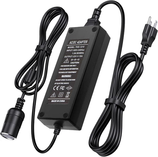 110V-240V to 12V 120W/10A Car Cigarette Lighter Socket AC/DC Power Supply Adapter for Car Inflator Refrigerator Vacuum Cleaner Stand-up Paddleboard (SUP) Pump