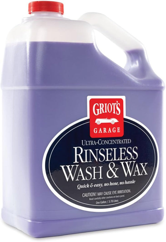 Griot's Garage Rinseless Wash and Wax for Car Cleaning and Detailing, No-Rinse, Waterless Formula For RVs, Boats, Trucks, Motorcycles and More, 10497, One Gallon
