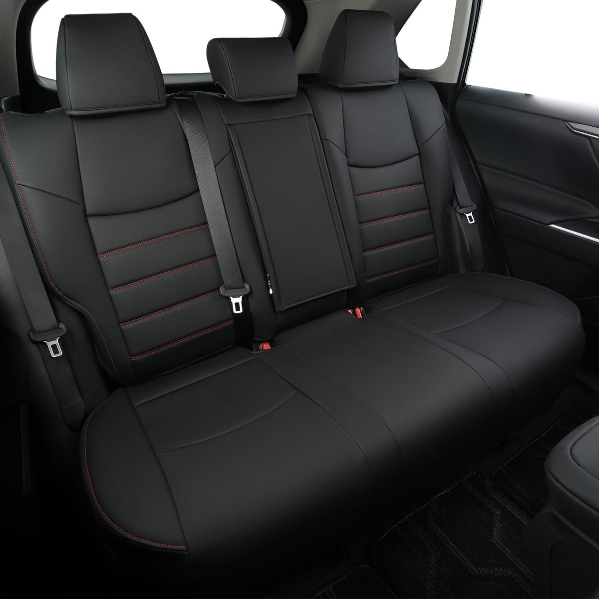 RISINGSTAR Rav4 Seat Covers, fit 2019-2025 Toyota Rav4 XLE LE XLE Premium Limited Base SUV, not for Adventure and TRD-Off(Black&Red)