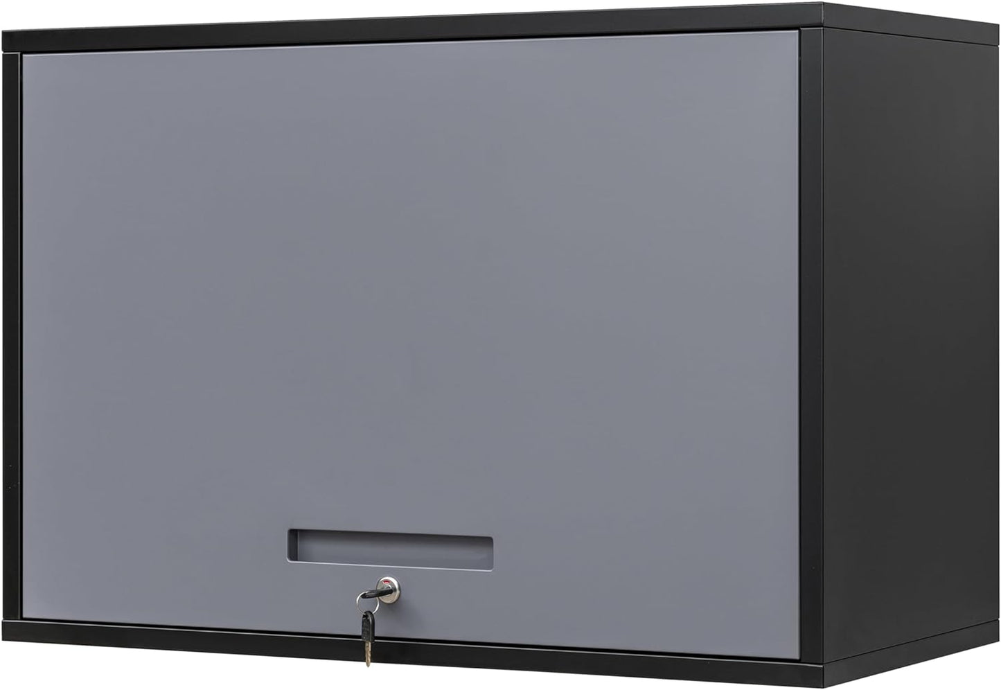 Yizosh Metal Wall Cabinet with Doors and Shelves, Wall Mounted Storage Cabinet for Garage, Basement, Kitchen, Warehouse (Black Gray, 21.6" H)