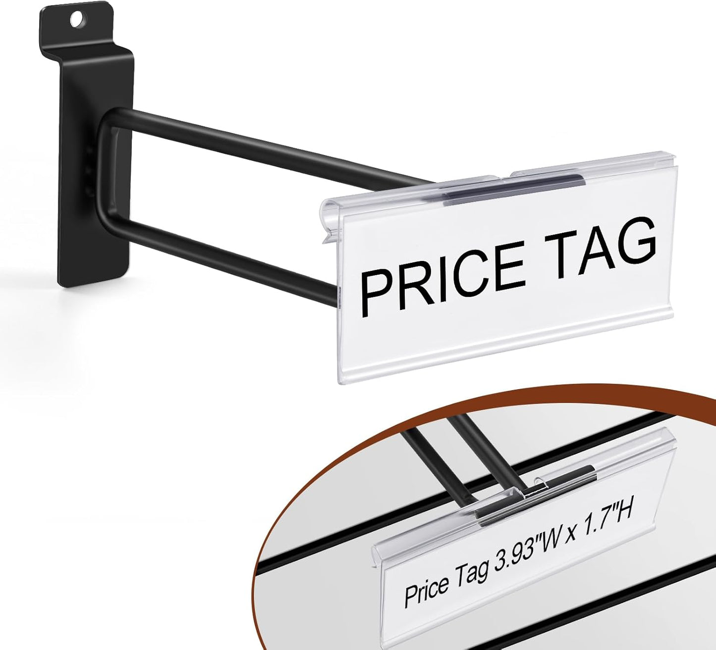 Polmart Heavy Duty Black Slatwall Panel Double-Bar Hooks - 50 Pack (8-inch)