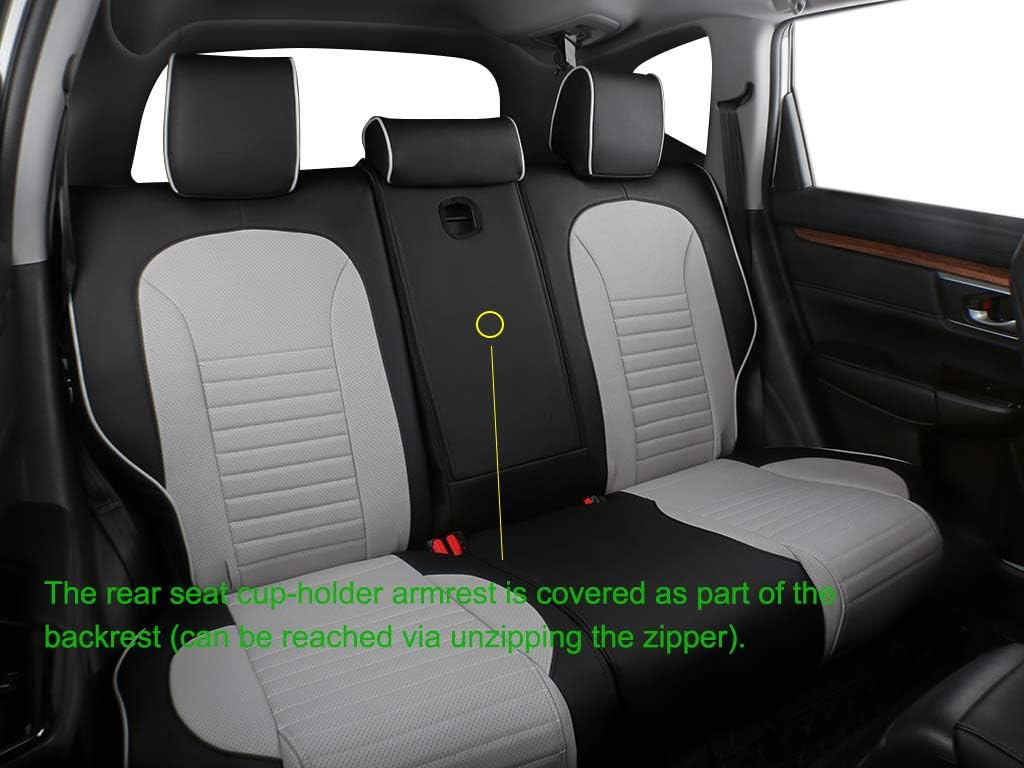 EKR Accord Car Seat Covers for Honda Accord EX-L,Touring,Sport,EX,Hybrid 2018 2019 2020 2021 2022(Rear Row 40/60 Split Backrest),Car Seat Protector,Car Automotive Seat Covers,Leather(Black/Gray)