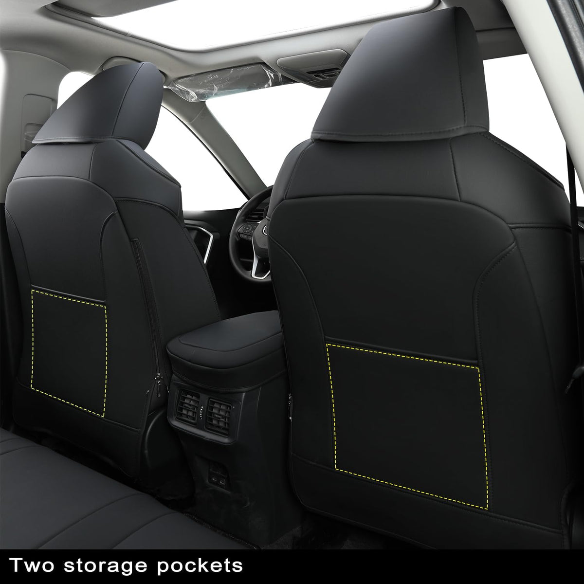 RISINGSTAR Rav4 Hybrid Seat Covers, fit 2019-2025 Toyota Rav4 Hybrid LE,XLE,Woodland Edition,XLE Premium,Limited, Not for XSE/SE/Plug-in(Black)