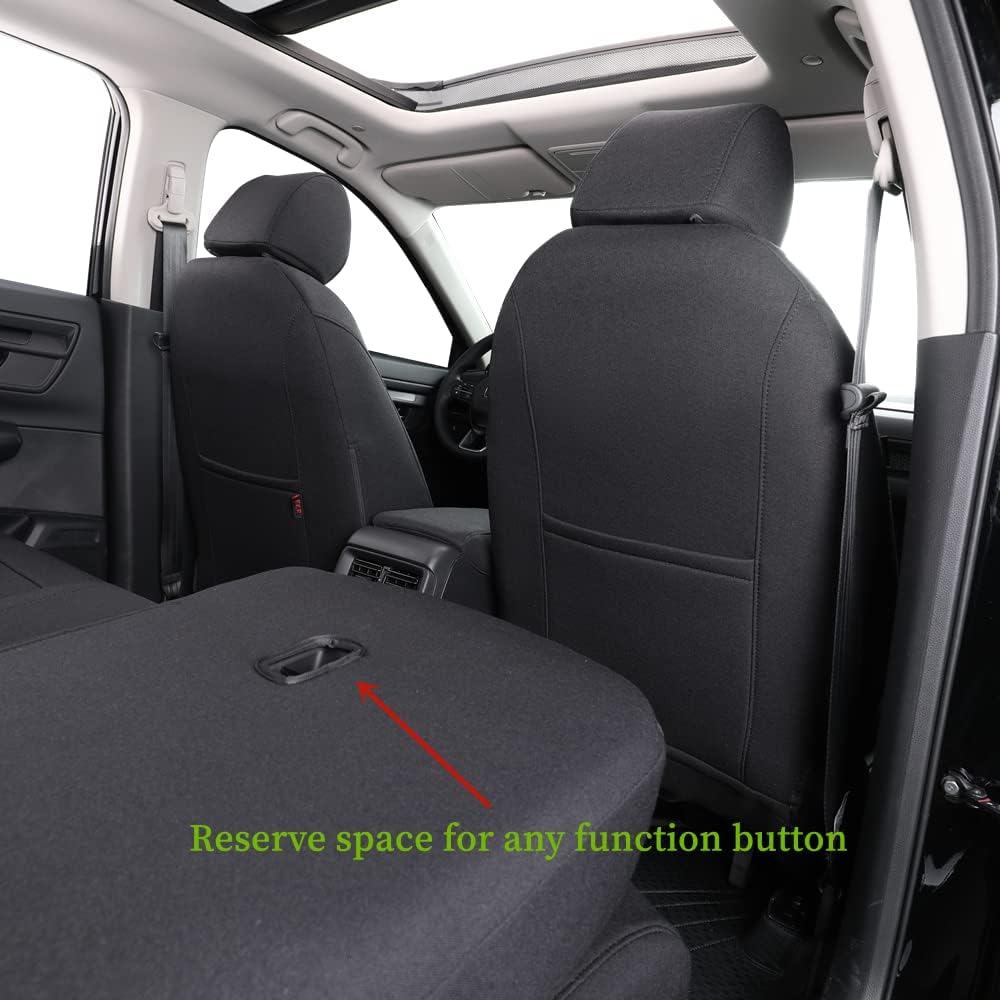 coverdream CRV Seat Covers Custom Fit for 2017-2021 2022 Honda CRV LX, EX, SE, EX-L,Touring,Hybrid,Full Coverage Polyester Car Seat Protector(Full Set,Black)