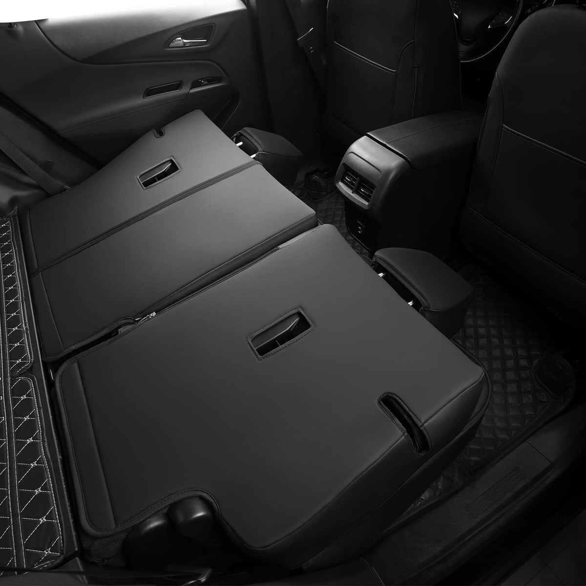 RISINGSTAR Terrain Seat Covers, fit for 2018-2024 GMC Terrain SUV with Rear Split Seats, Water Proof Faux Leather(Full Set, Black)
