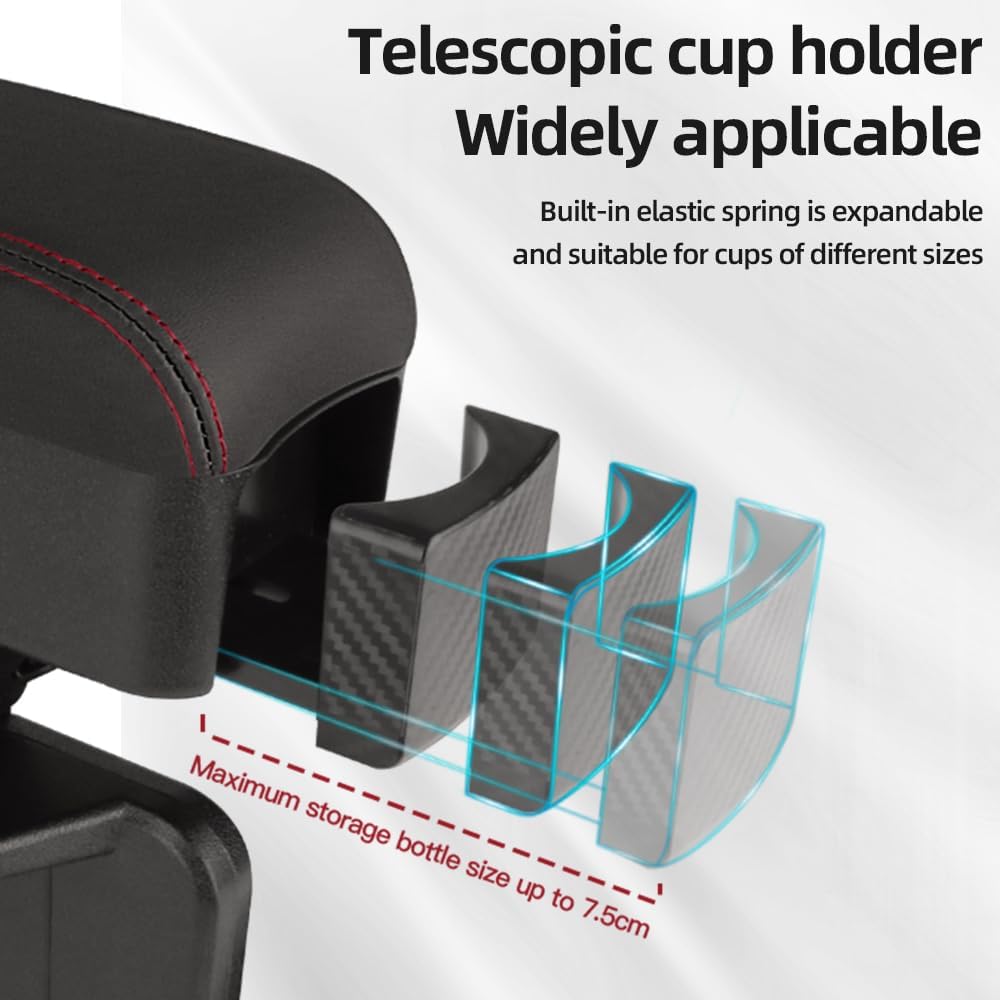 JEYODA Car Armrest Box with Cup Holder Car Central Liftable Armres Storage Organizer Box Arm Rest，Car Seat Gap Filler Organizer 1PC(Red)