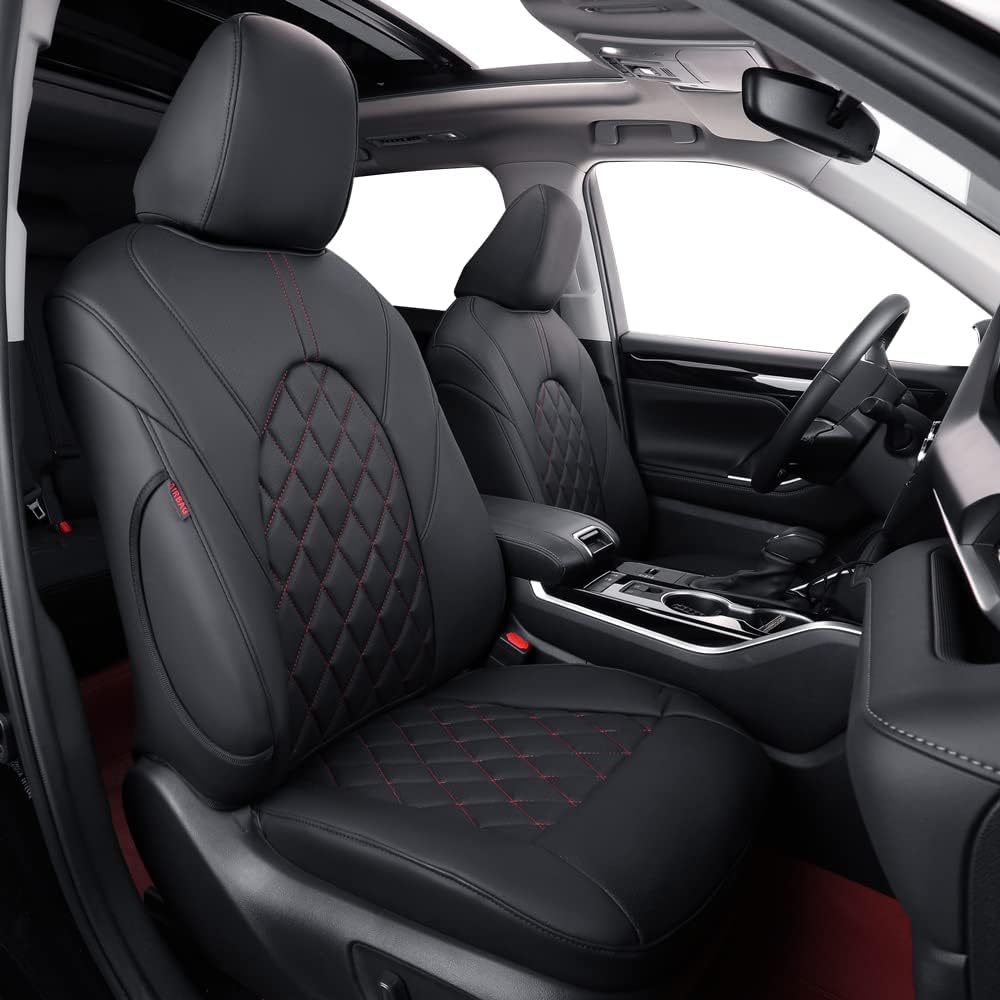coverdream Custom Seat Covers Compatible with Select Toyota Camry SE,SE Sport,XSE 2012 2013 2014 2015 2016 2017 Models - Leatherette (Black/Red,Full Set)