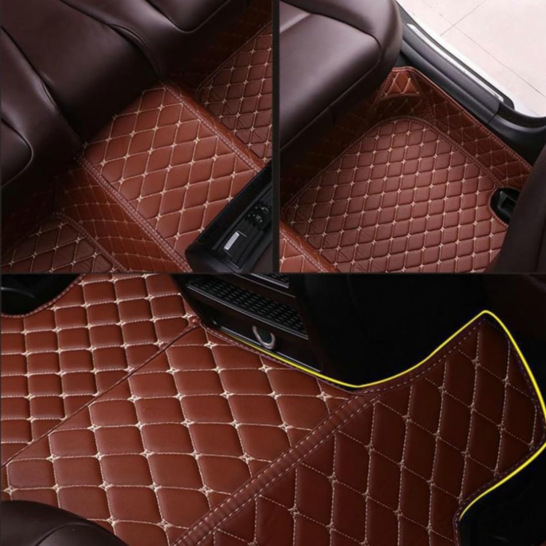 Custom Personalized Floor Mats for Cars，Luxury Full Coverage All Car Floor Mats，Anti-Slip Leather Car Mat Set ，Custom Floor Mats for 99% of Cars, Trucks & SUVs. (Green and Black)