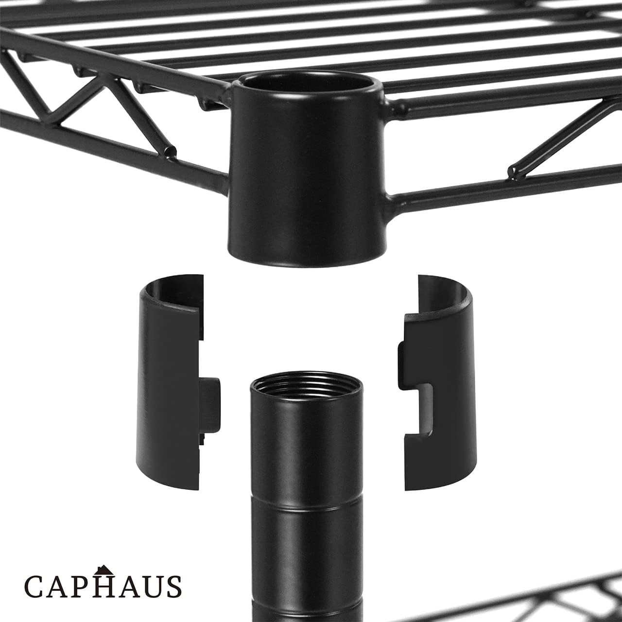 CAPHAUS 3/4/5-Tier Adjustable Height Wire Shelving Unit, Wire Rack Shelving, Metal Steel Storage Shelves, Garage Shelving Storage Organizer, Utility Storage Shelf, 5-Tier With Wheels, Black