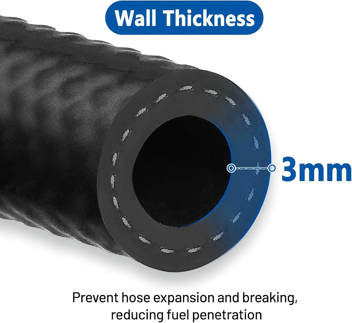 LokoCar Rubber Fuel Hose Line Push Lock 3/16" ID SAE 30R7 NBR 5ft 300PSI Black