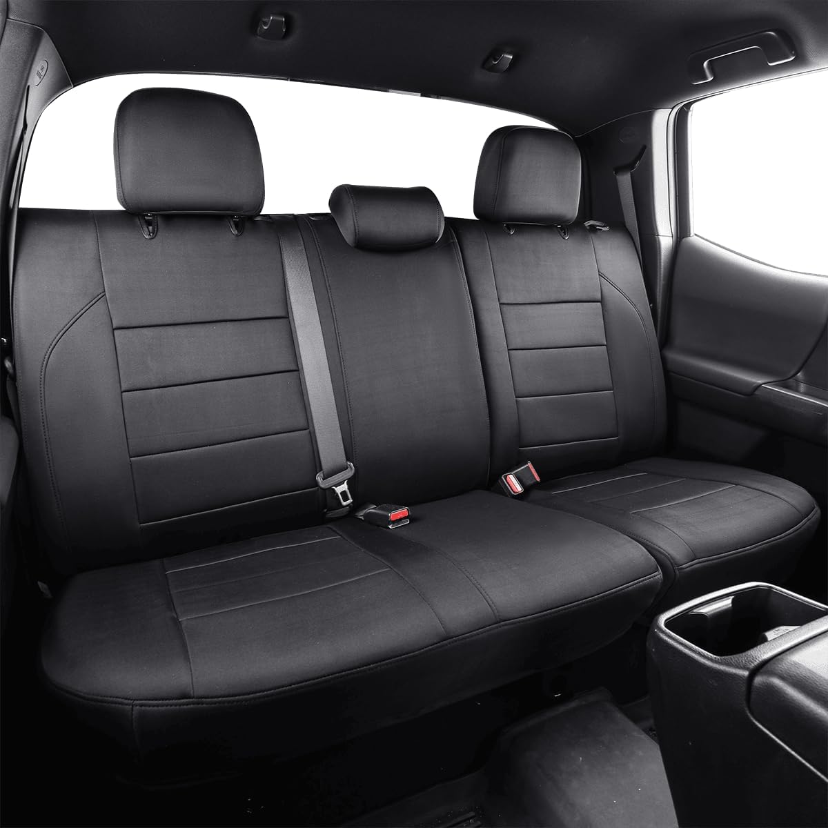 EKR Custom Fit Tacoma Car Seat Covers for Select Toyota Tacoma 2016 2017 2018 2019 2020 2021 2022 2023 Access Cab - Full Set, Neoprene (Black)
